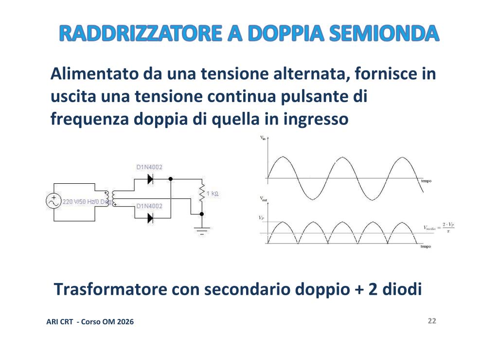 Doppia semionda 2 diodi